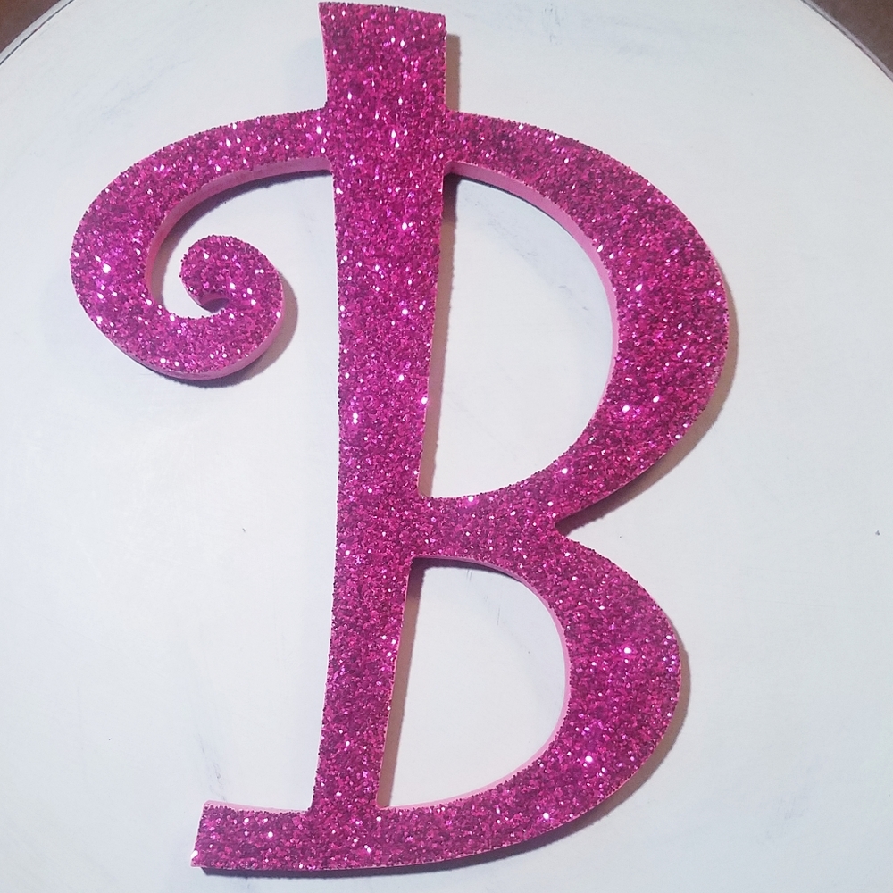 Wooden Custom-made pink glitter letter B
